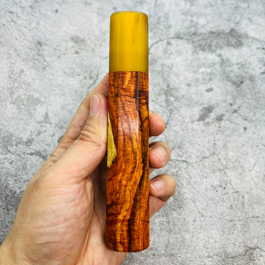 I-  6 Orange Curly Siamese Rosewood Wa handle with marble horn ferrule, 145mm