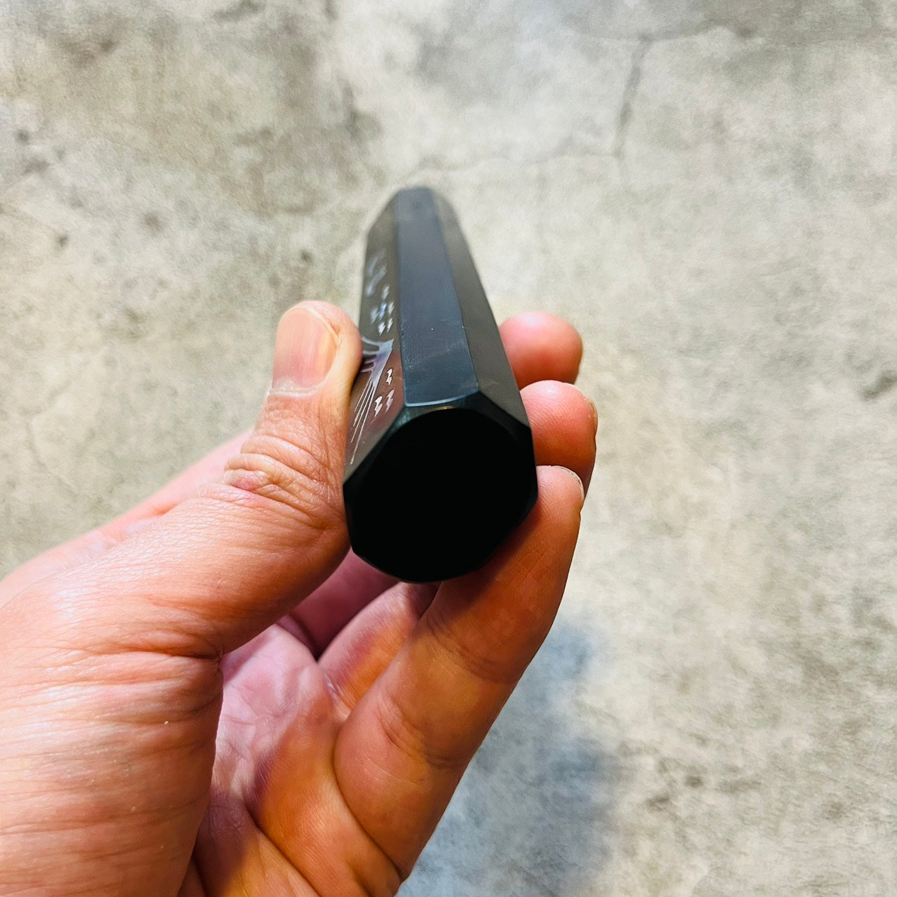 I-Black Ebony Wa handle with black horn ferrule, Fuji inlay by mother of pearl -135mm