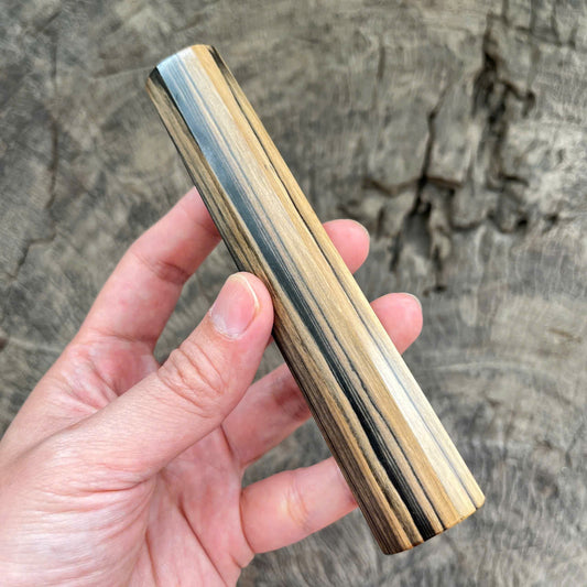 I - Nice Black White Ebony Wa handle with straight stripe,  Mono - 140mm