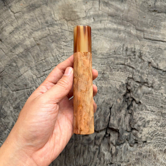 I - 6 Tamamoku Cedar Wa handle , Light Marble Horn ferrule, 145 mm handle