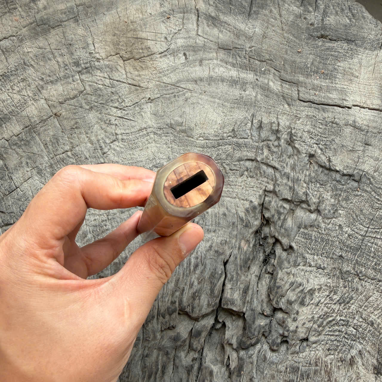 I - 6 Tamamoku Cedar Wa handle , Light Marble Horn ferrule, 145 mm handle