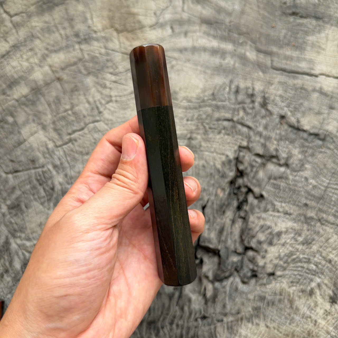 I- 30 Ebony Wa handle, Dark Marble Horn Ferrule, 135mm handle
