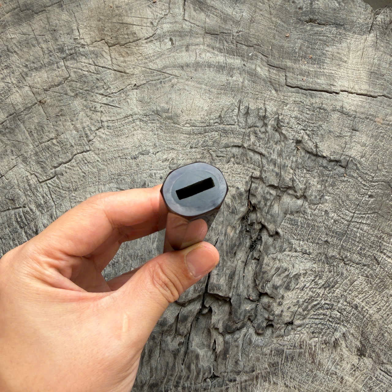 I- 30 Ebony Wa handle, Dark Marble Horn Ferrule, 135mm handle