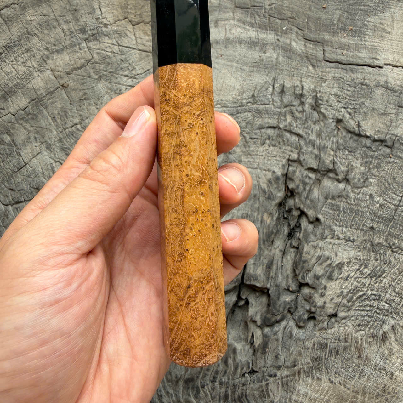 I- Teak Burl Wa Handle, Black Horn  Ferrule, 135mm handle