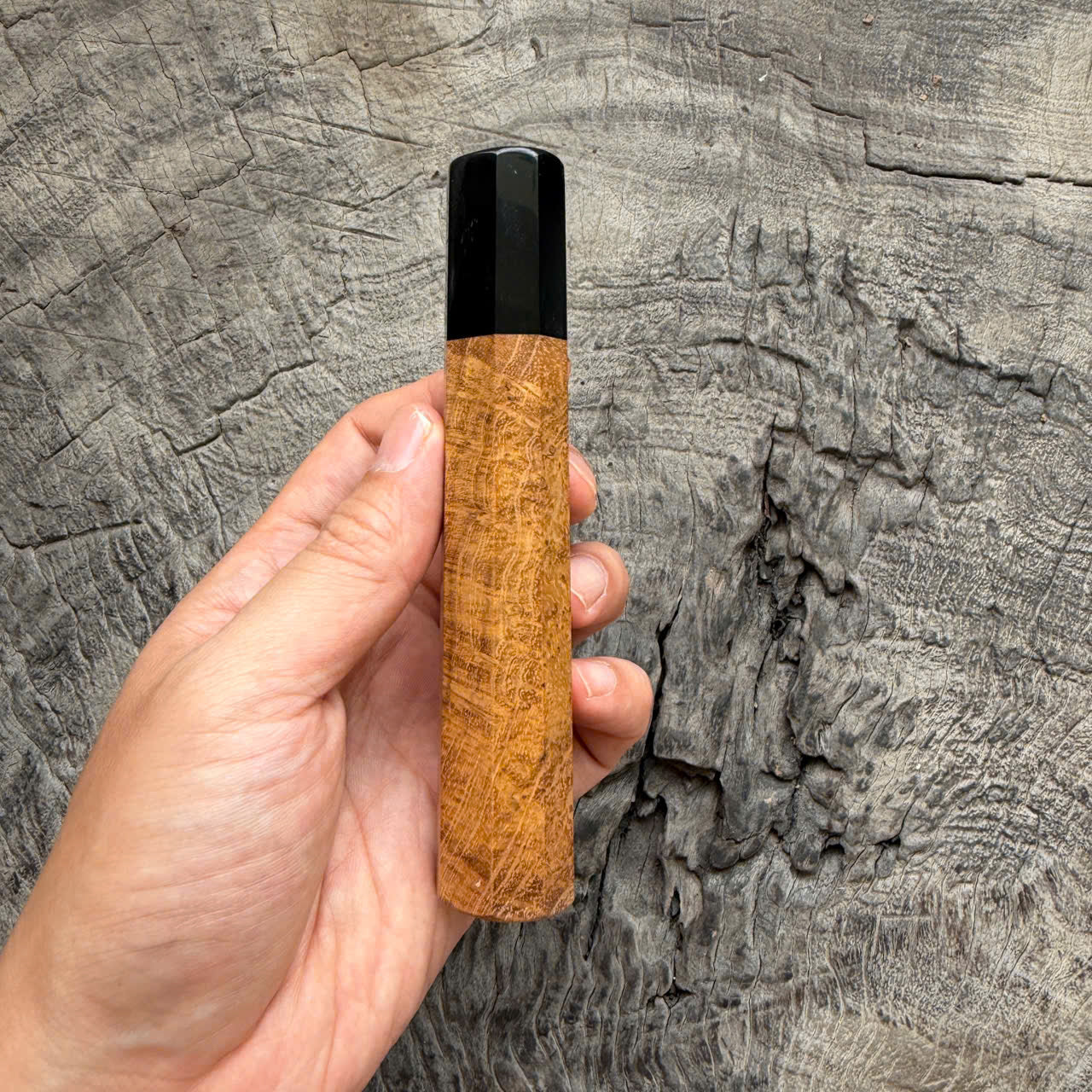 I- Teak Burl Wa Handle, Black Horn  Ferrule, 135mm handle