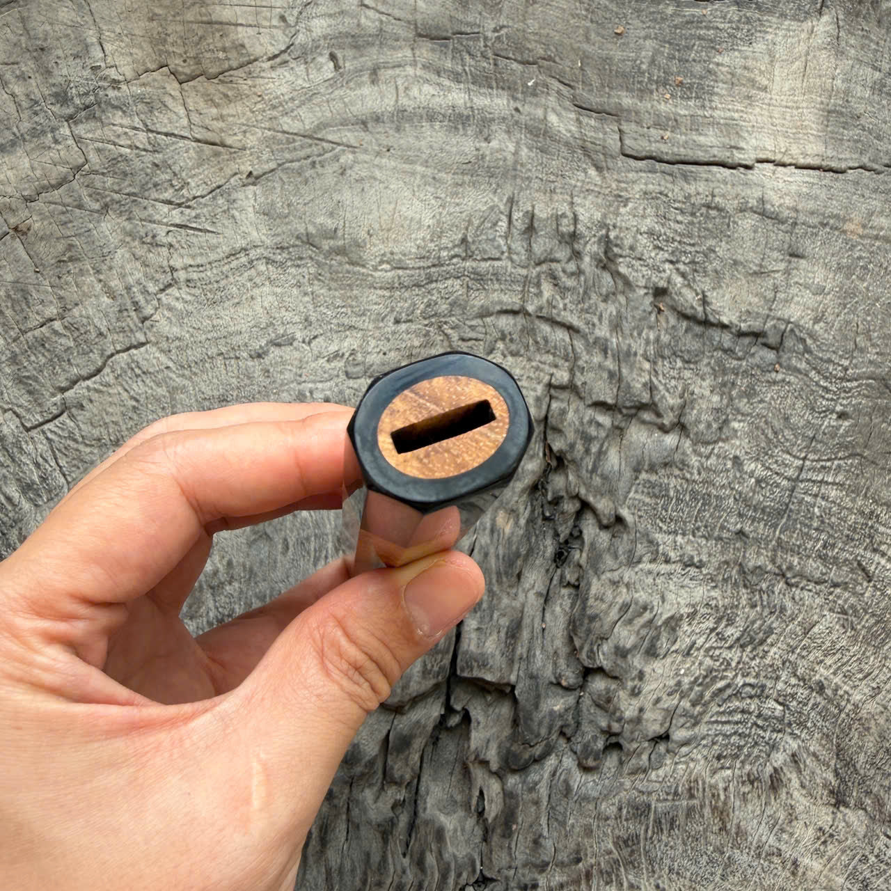 I- Teak Burl Wa Handle, Black Horn  Ferrule, 135mm handle