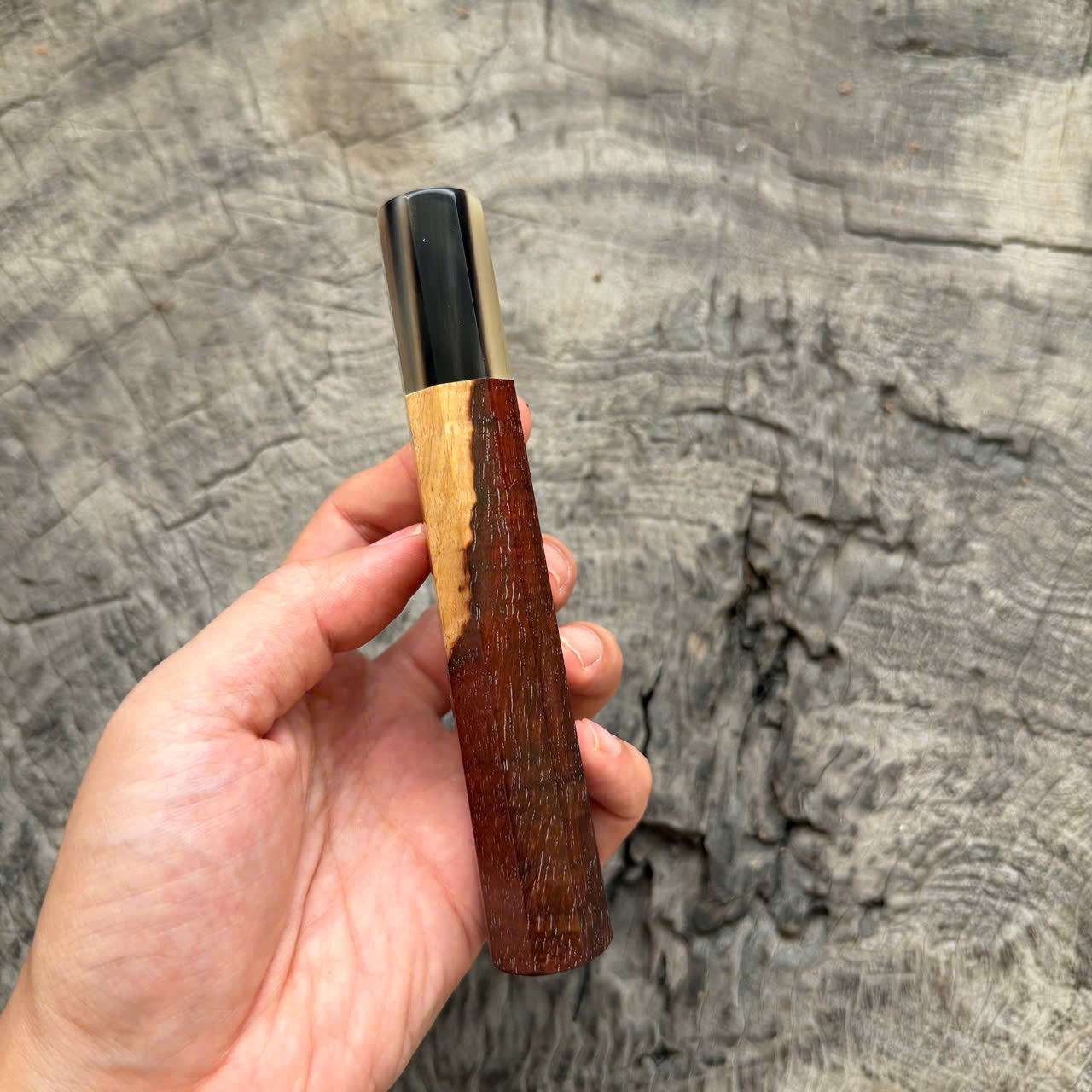 I - 6 Two Tone Curly Rosewood  Wa handle, Black White Horn Ferrulle, 145 mm handle