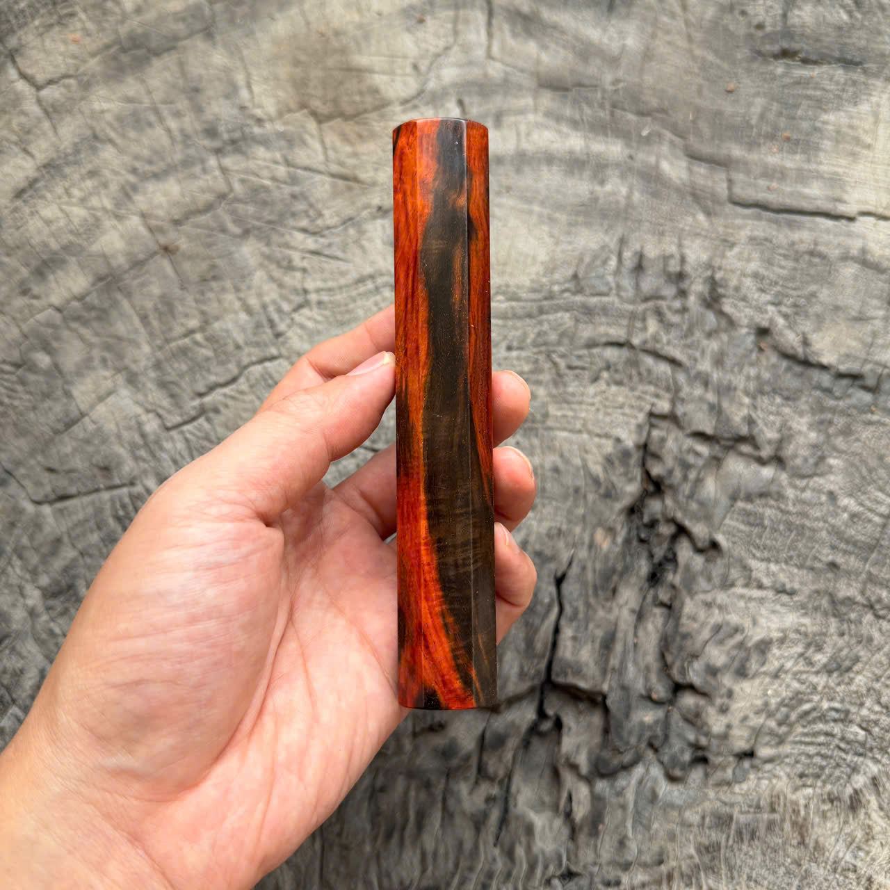 I - 1 Curly Black Red Siamese Rosewood Knife Rest, 140mm