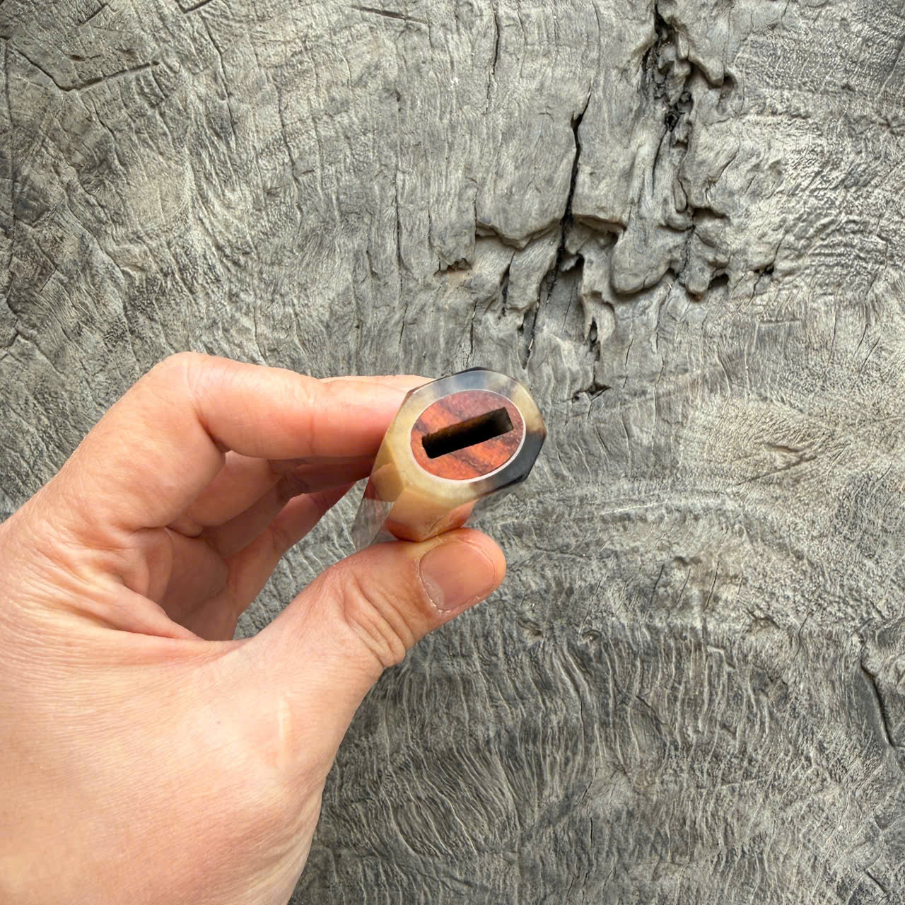 I- 16 Huanghuali wood wa handle, Marble Horn Ferrule - 135mm