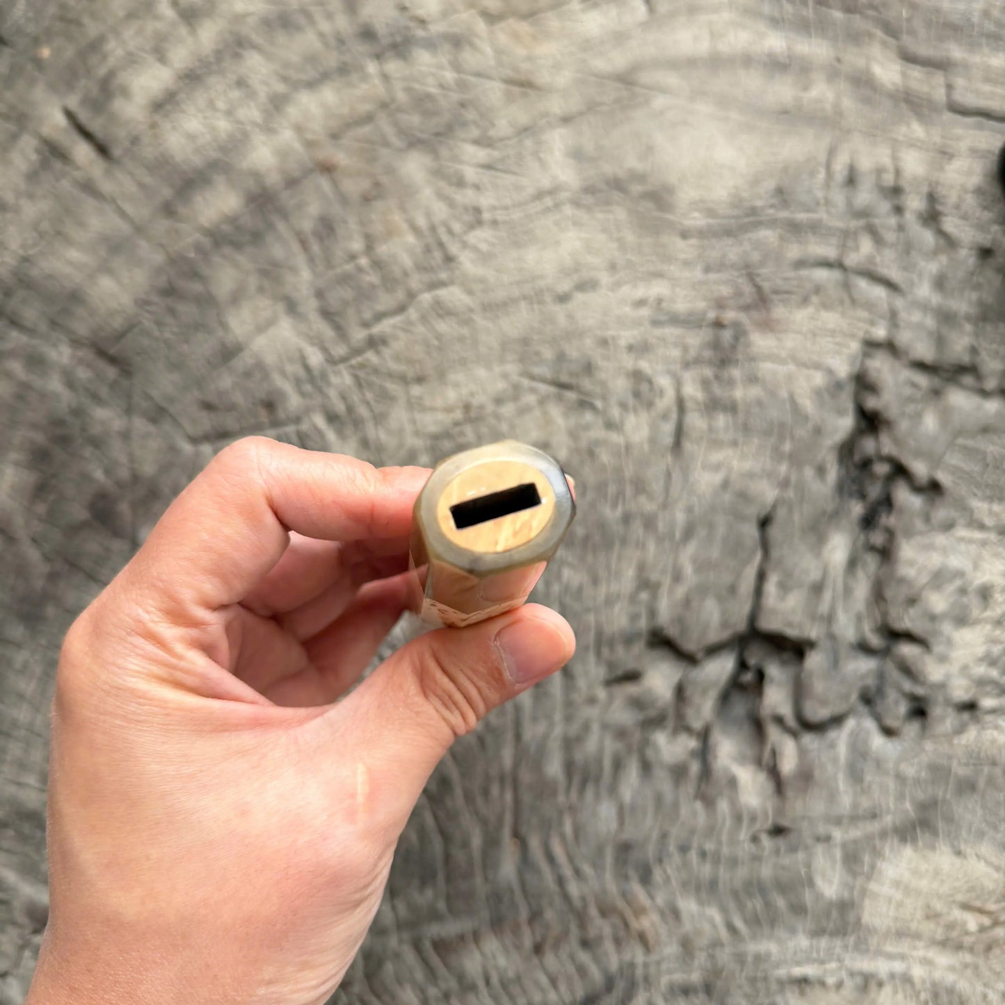 I - 6 Karelian birch Wa handle, Nice White Horn Ferrule and Endcap - 145 mm