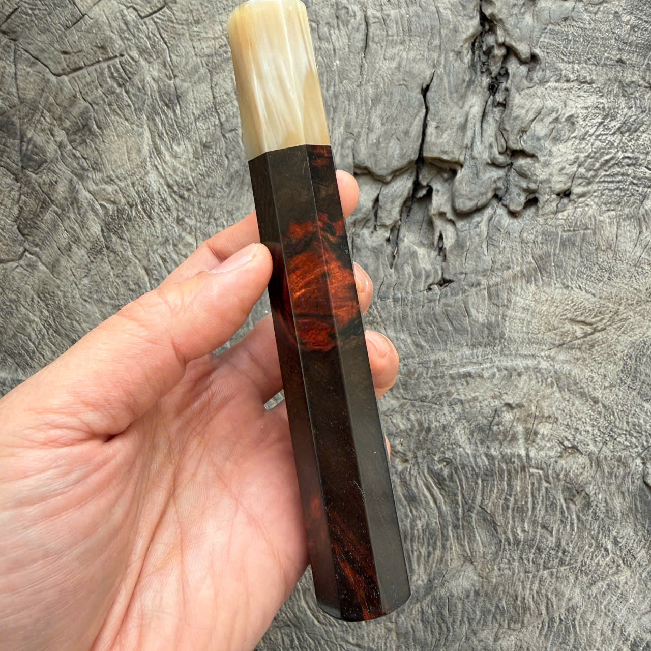 I - 8 Nice Black Red Siam Rosewood Wa handle, Cream horn ferrule - 145 mm