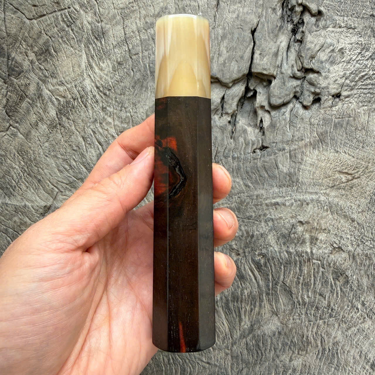 I - 8 Nice Black Red Siam Rosewood Wa handle, Cream horn ferrule - 145 mm