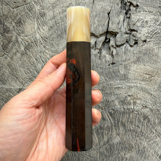 I - 8 Nice Black Red Siam Rosewood Wa handle, Cream horn ferrule - 145 mm