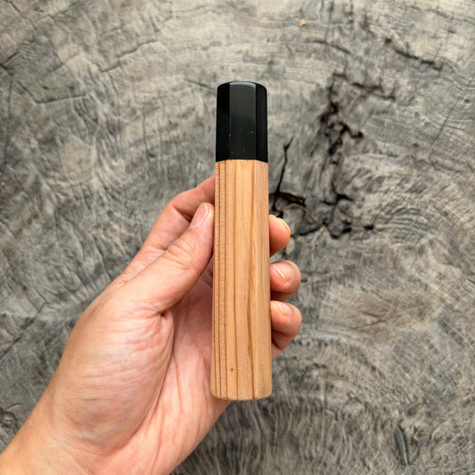 I - 15 Japanese Cedar Wa handle,  Black Horn Ferrule, 140mm handle