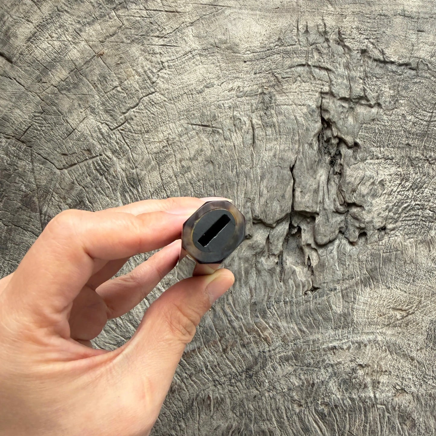 I- 27 Ebony Wa handle, Caramel Marble horn ferrule- 135mm