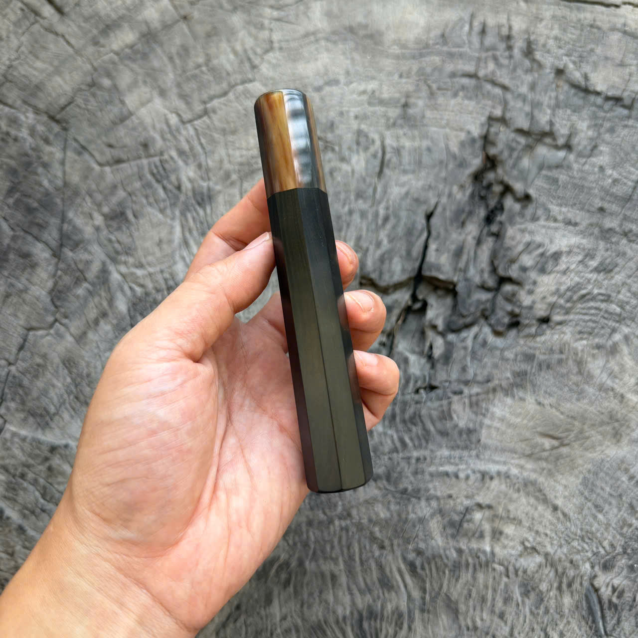 I- 36 Ebony Wa handle, Marble horn ferrule, 135mm handle