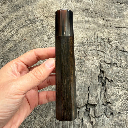 I - 28 Tight Grain Ebony Wa handle,  Caramel Marble horn ferrule - 145 mm