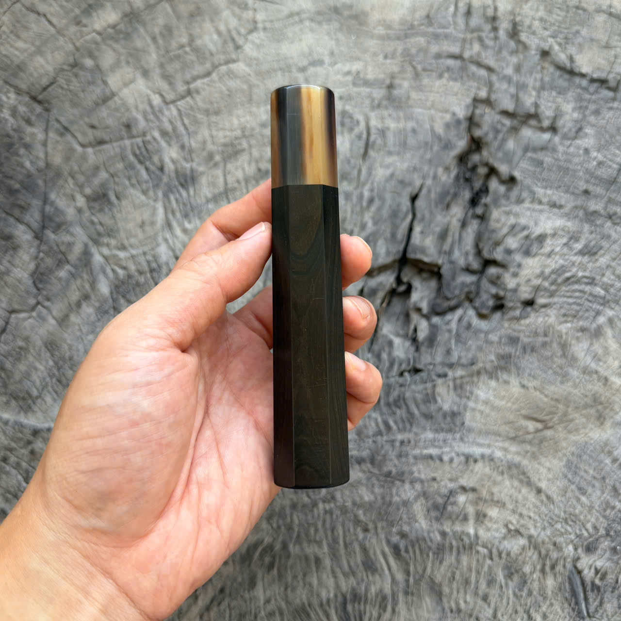 I- 36 Ebony Wa handle, Marble horn ferrule, 135mm handle