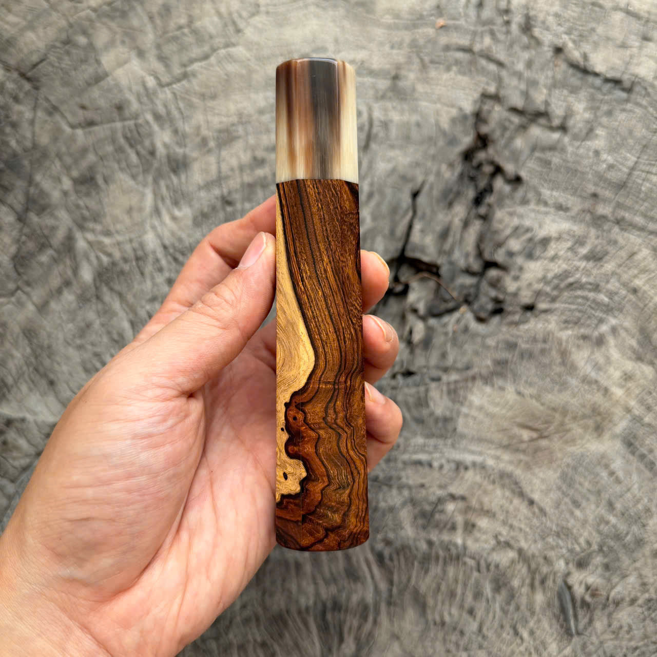 I - 2 Two tone Desert Ironwood Wa handle, Cool Horn Ferrule, 145 mm handle