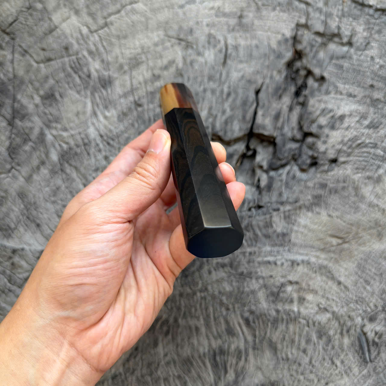 I- 36 Ebony Wa handle, Marble horn ferrule, 135mm handle