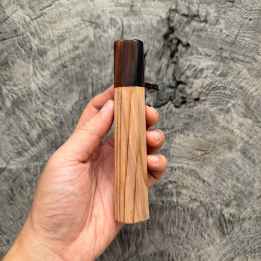 I - 10 Japanese Cedar Wa handle,  Marble Horn Ferrule, 140mm handle