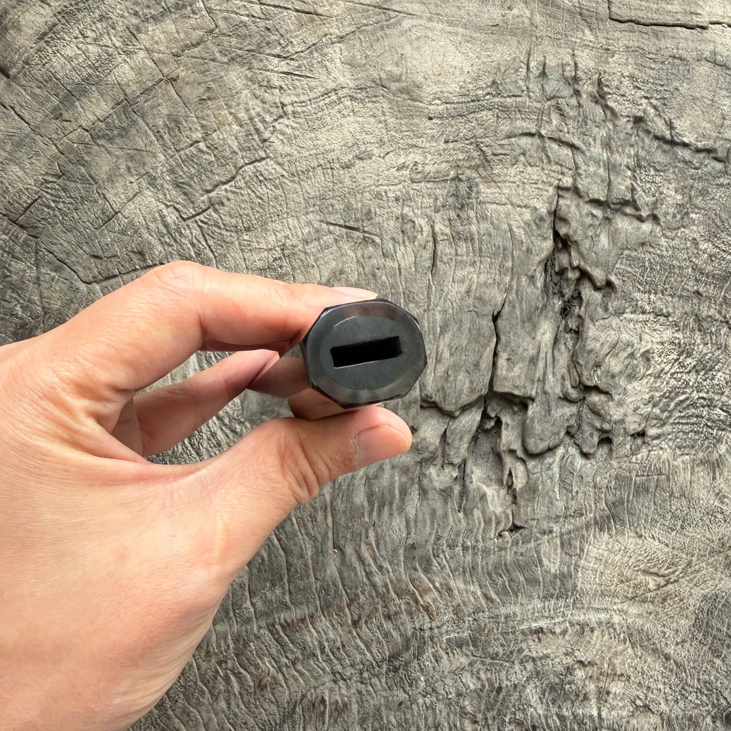 I - 28 Tight Grain Ebony Wa handle,  Caramel Marble horn ferrule - 145 mm