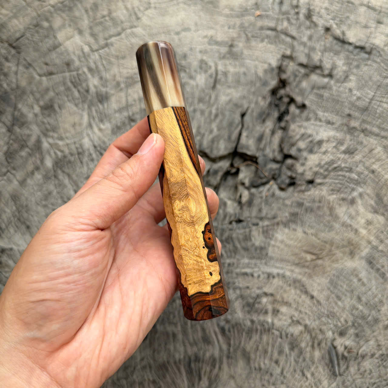 I - 2 Two tone Desert Ironwood Wa handle, Cool Horn Ferrule, 145 mm handle
