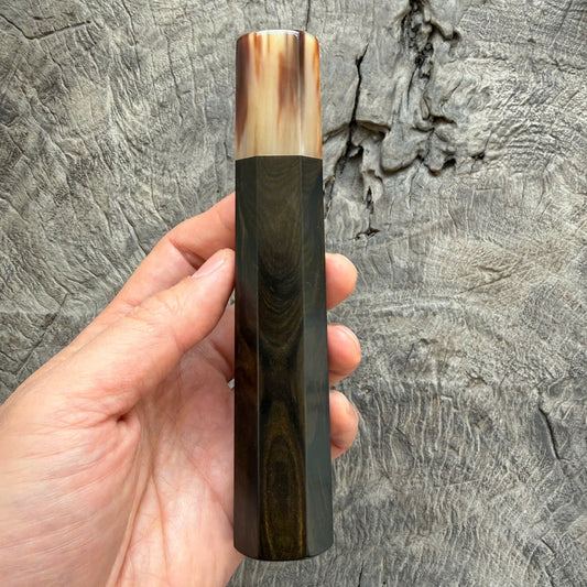 I - 9 Grained Ebony Wa handle, Marble horn ferrule - 145 mm