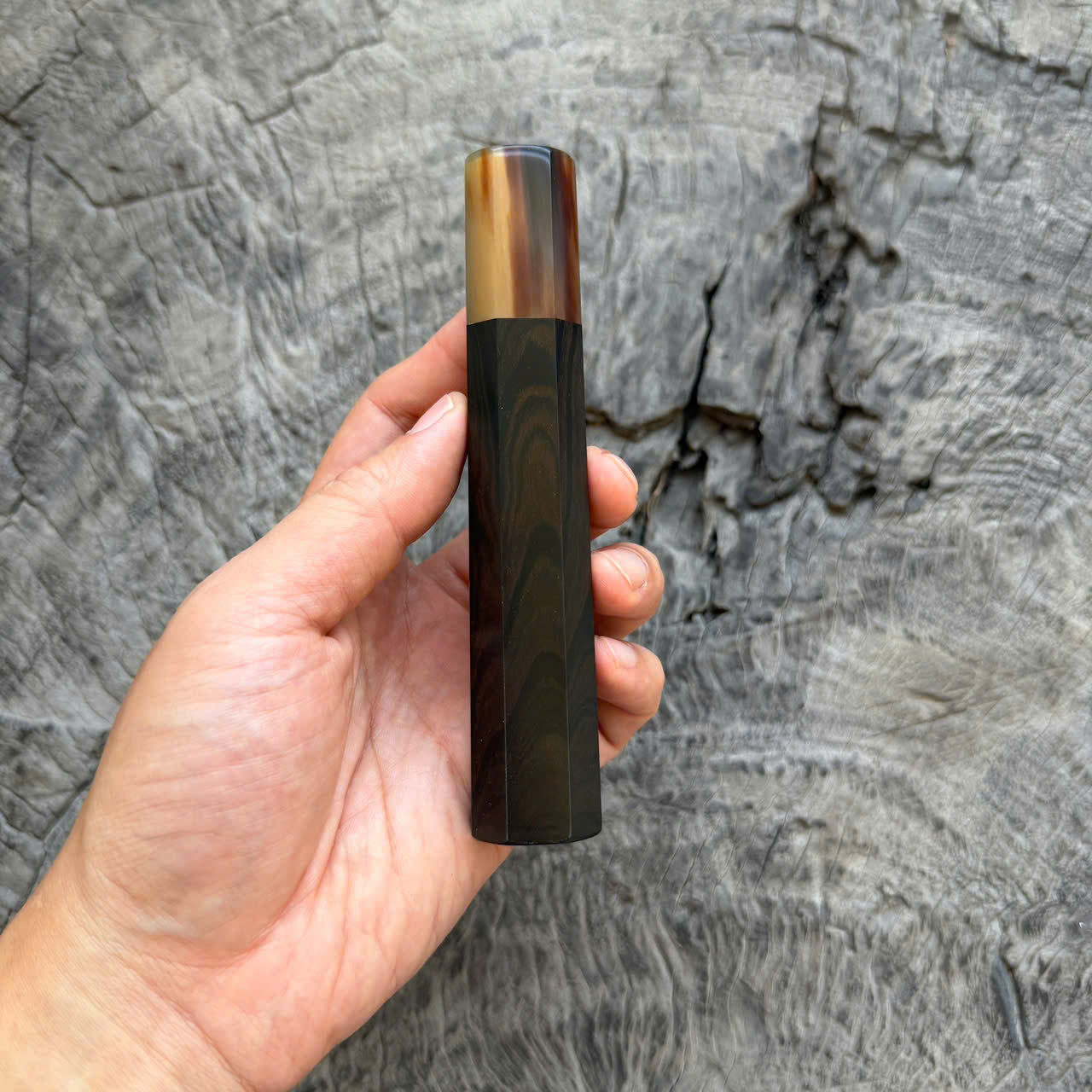 I- 36 Ebony Wa handle, Marble horn ferrule, 135mm handle