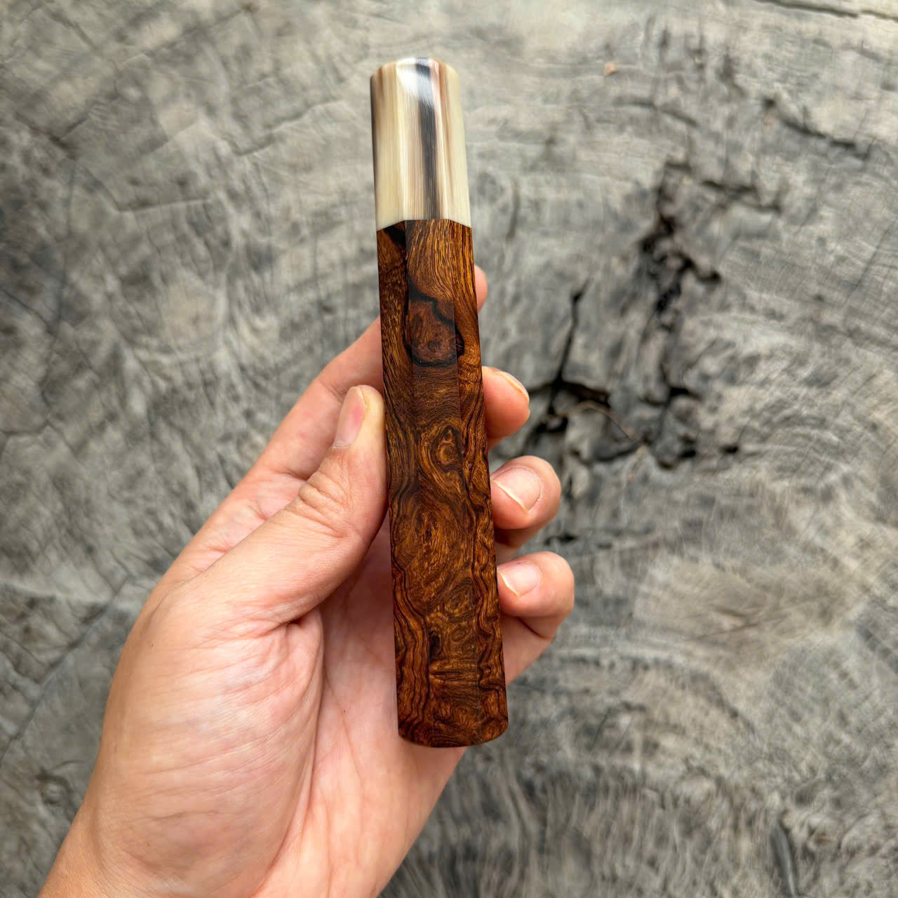 I - 2 Two tone Desert Ironwood Wa handle, Cool Horn Ferrule, 145 mm handle