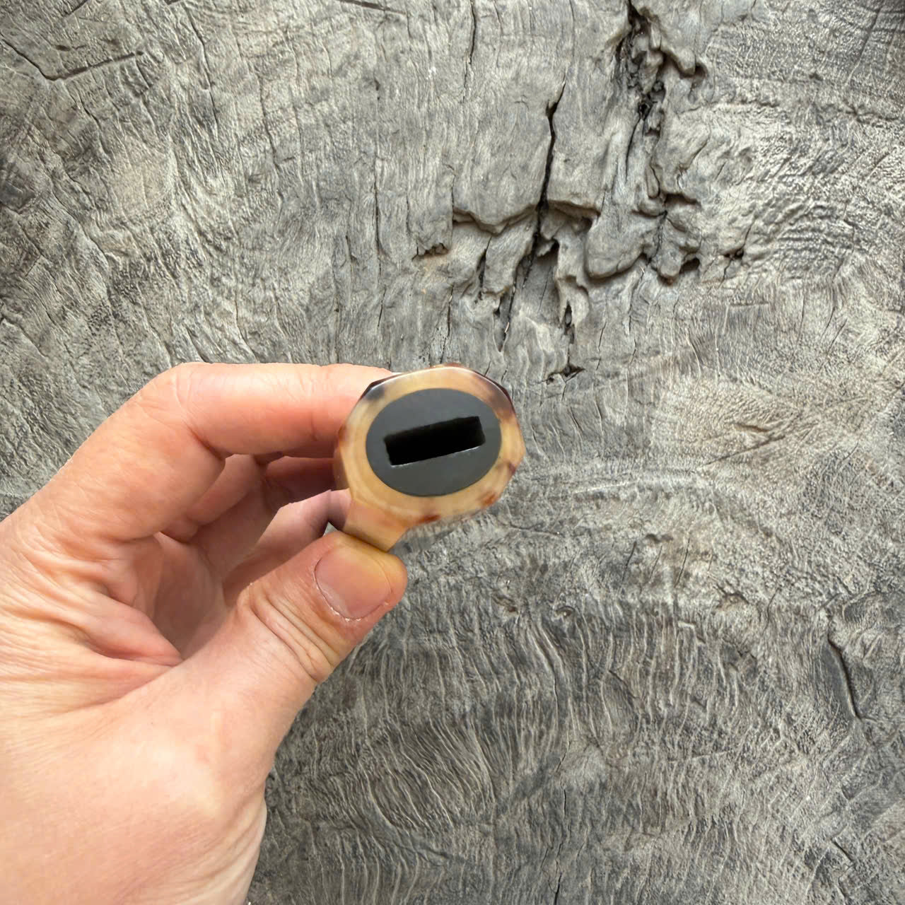 I - 9 Grained Ebony Wa handle, Marble horn ferrule - 145 mm