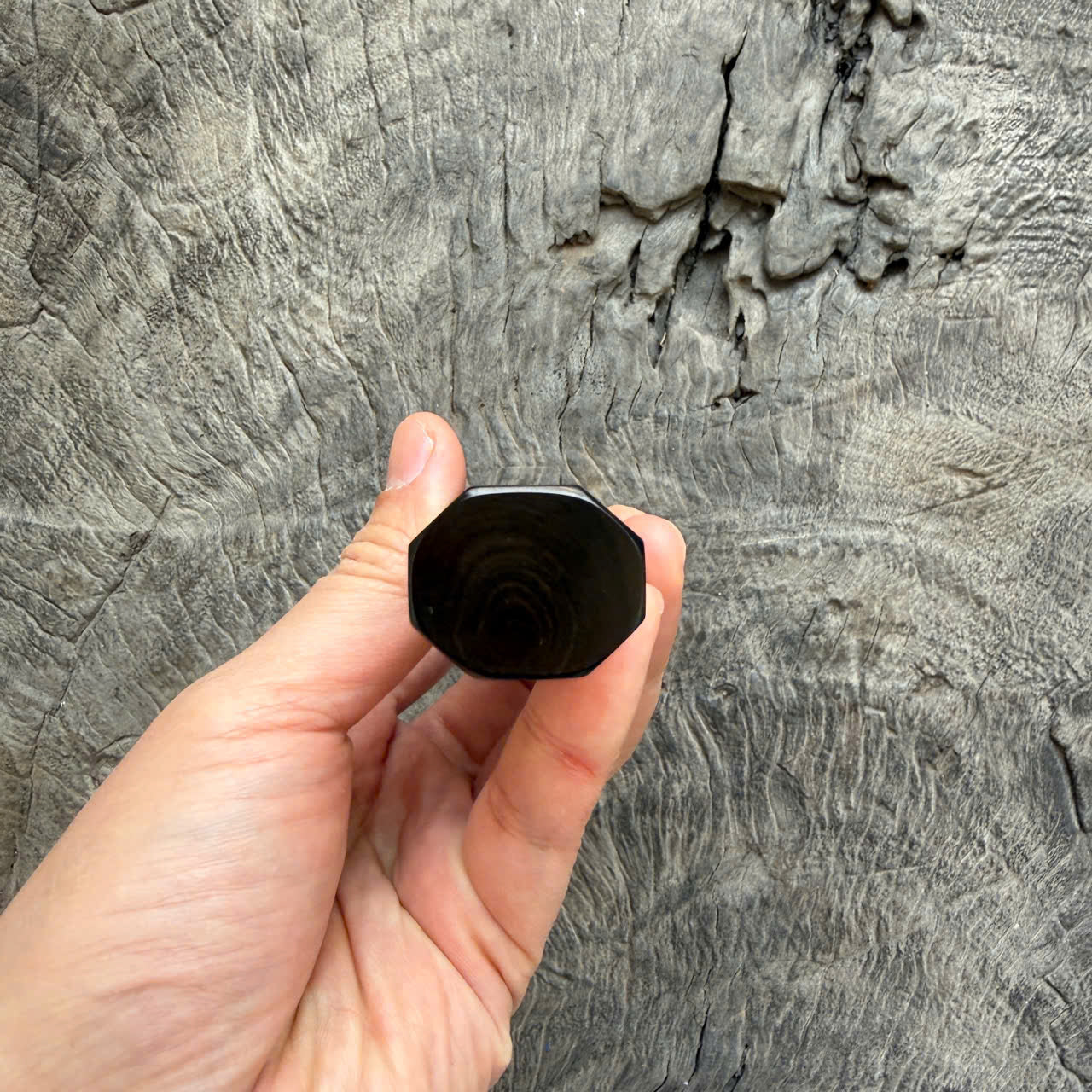 I - 9 Grained Ebony Wa handle, Marble horn ferrule - 145 mm