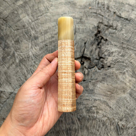 I - 5 Two tone Curly Hawaiian Koa, Clean Cream horn ferrule, 145 mm handle