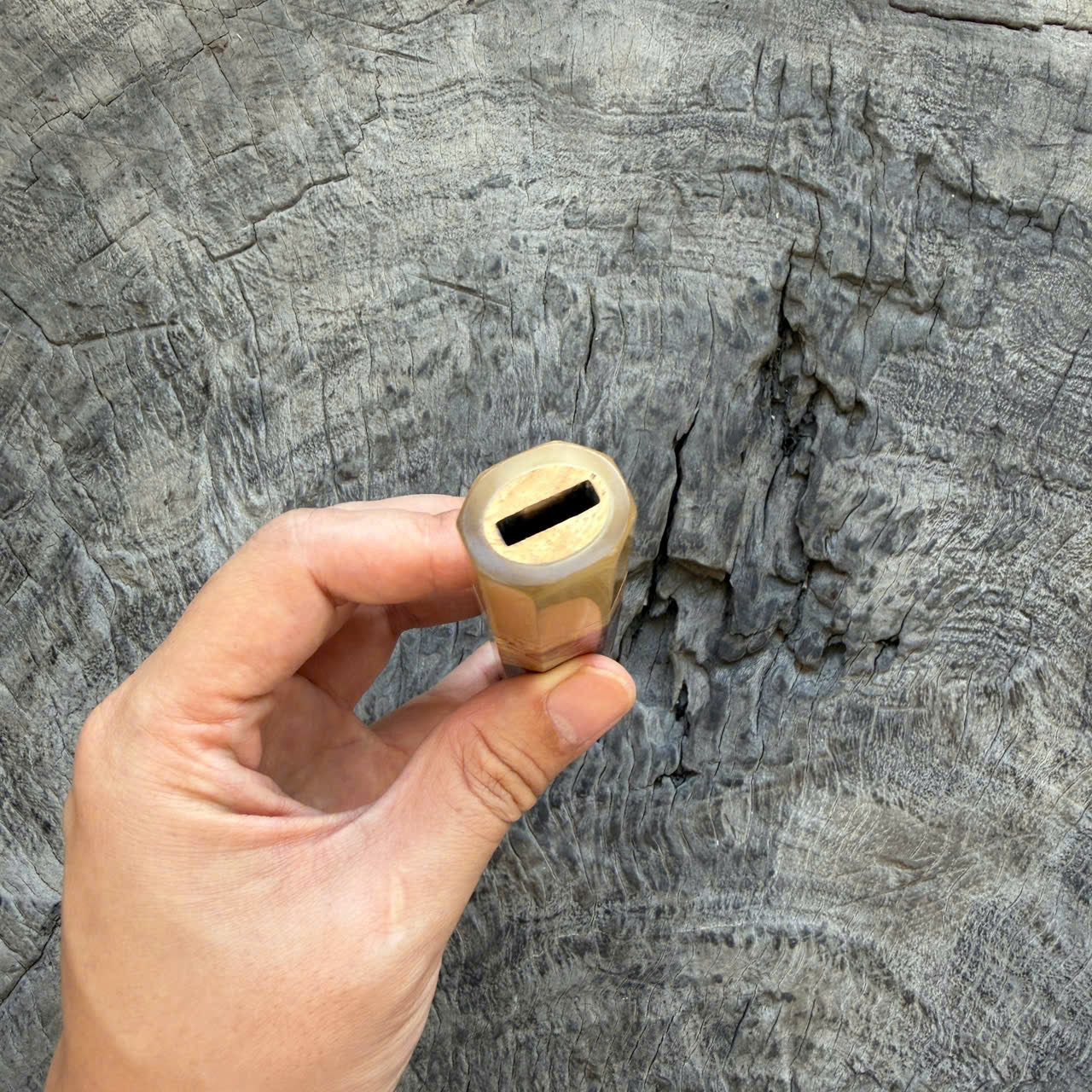 I- 3 Two tone Amboyna Burl Wa handle, White Horn Ferrule, 135mm handle