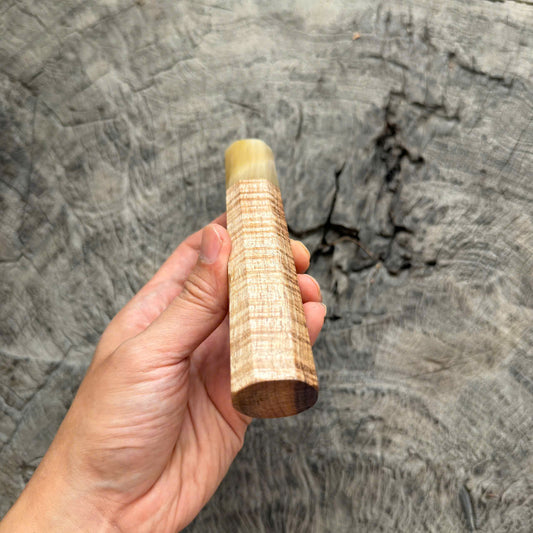I - 5 Two tone Curly Hawaiian Koa, Clean Cream horn ferrule, 145 mm handle