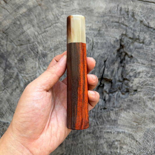 I - Cool Black Red Siamese Rosewood Wa handle, Marble Ivory Horn Ferrule, 145 mm handle