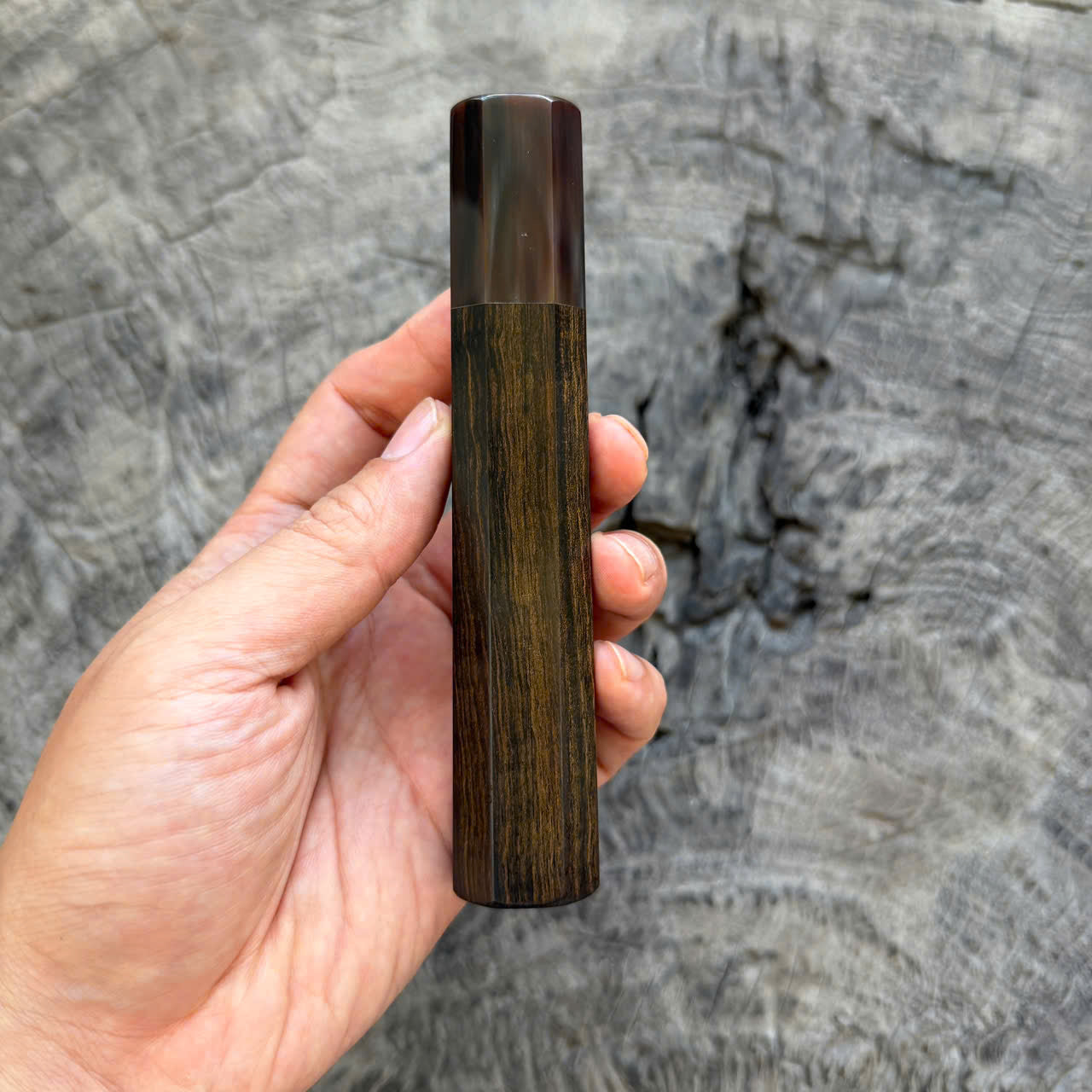 I- 21 Beautiful Ebony Wa handle, Super Dark Marble Horn Ferrule, 135mm handle
