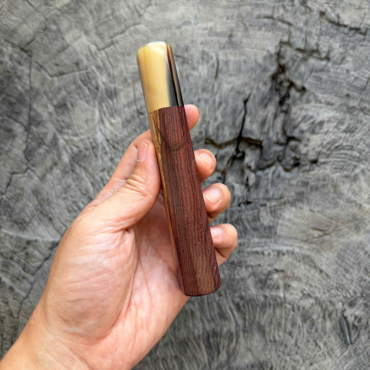 I -Two tone Rosewood Wa handle, Marble Horn Ferrule, 140mm handle