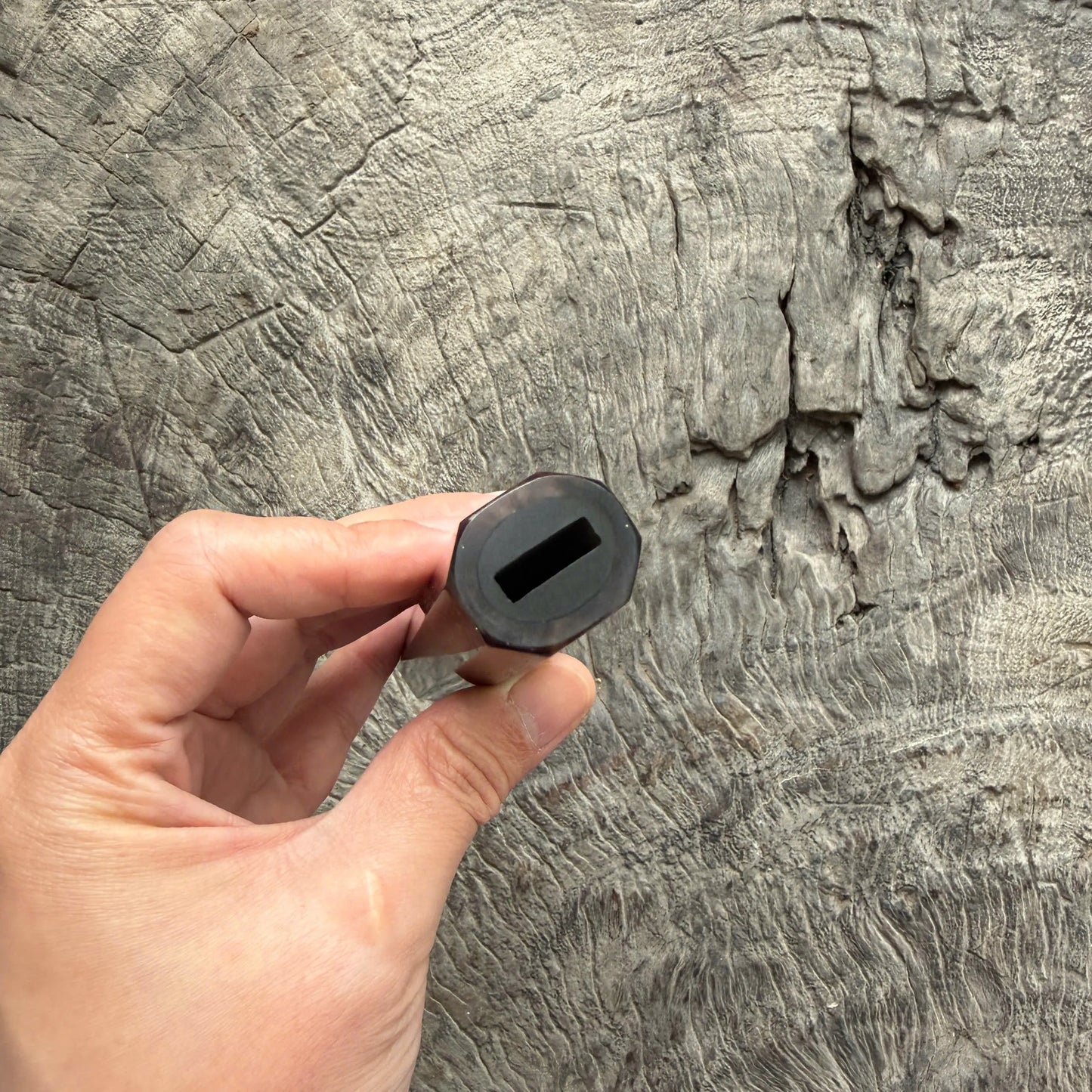 I - 29 Tight Grain Ebony Wa handle,  Caramel Marble horn ferrule - 145 mm