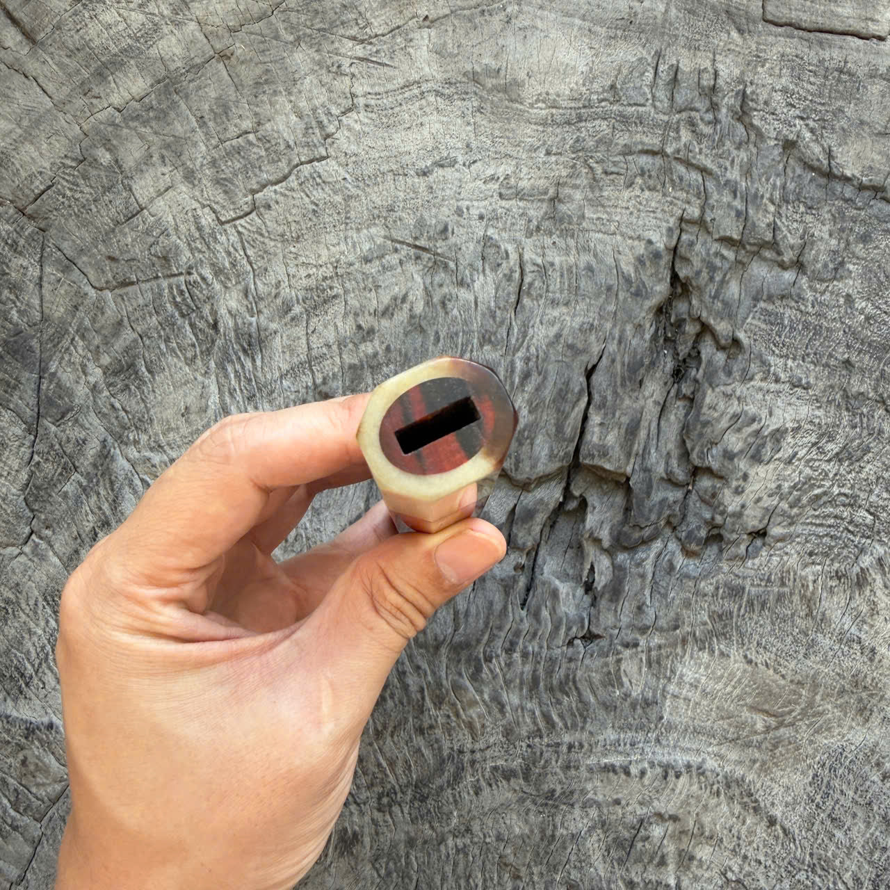 I - Cool Black Red Siamese Rosewood Wa handle, Marble Ivory Horn Ferrule, 145 mm handle