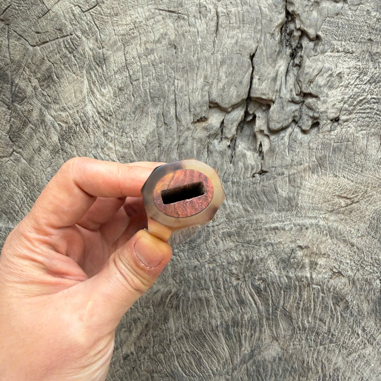 I - Cool Huanghuali wood Wa handle, Marble horn ferrule - 145 mm