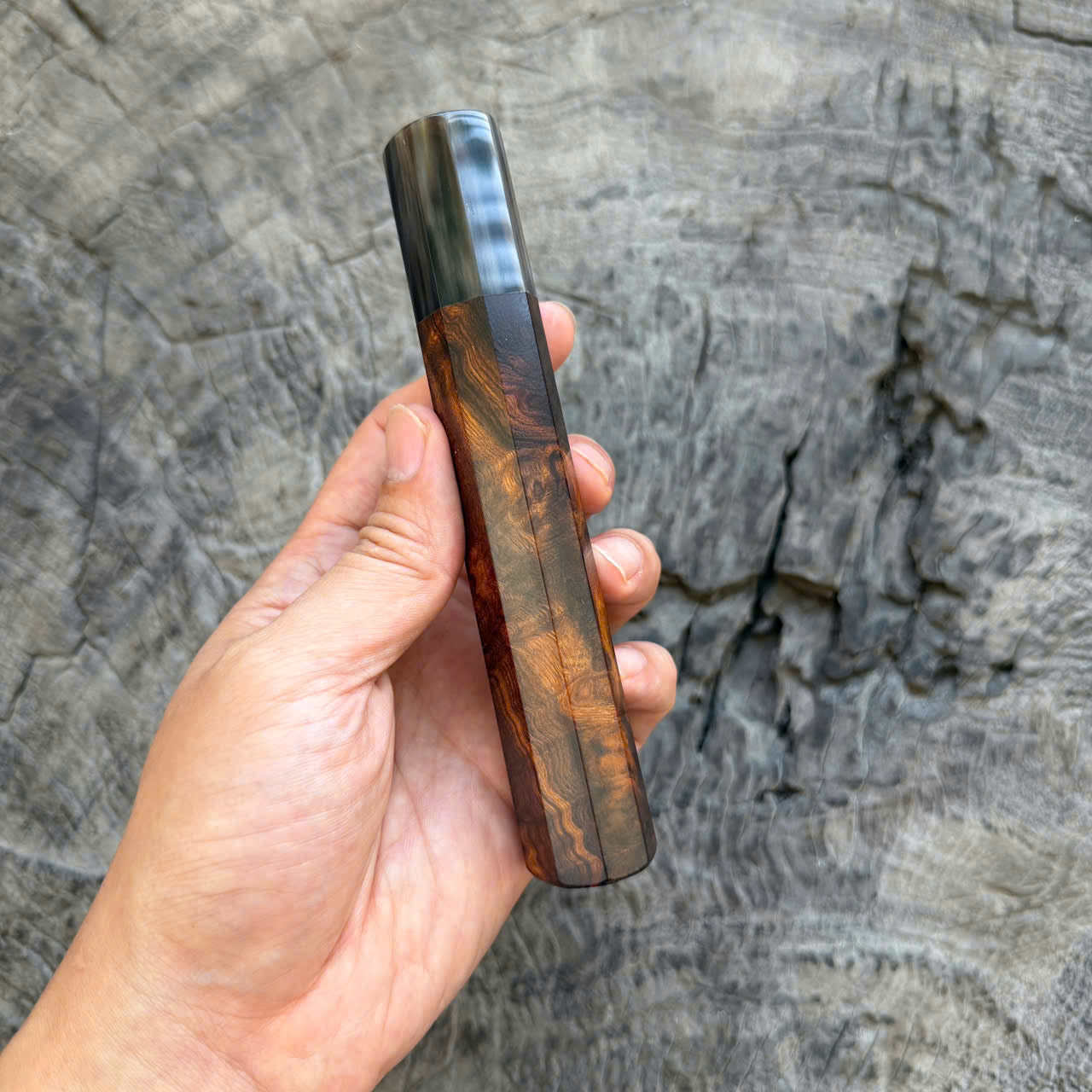I - 3 Desert Ironwood Burl Wa handle, Amazing Horn Ferrule, 145 mm handle