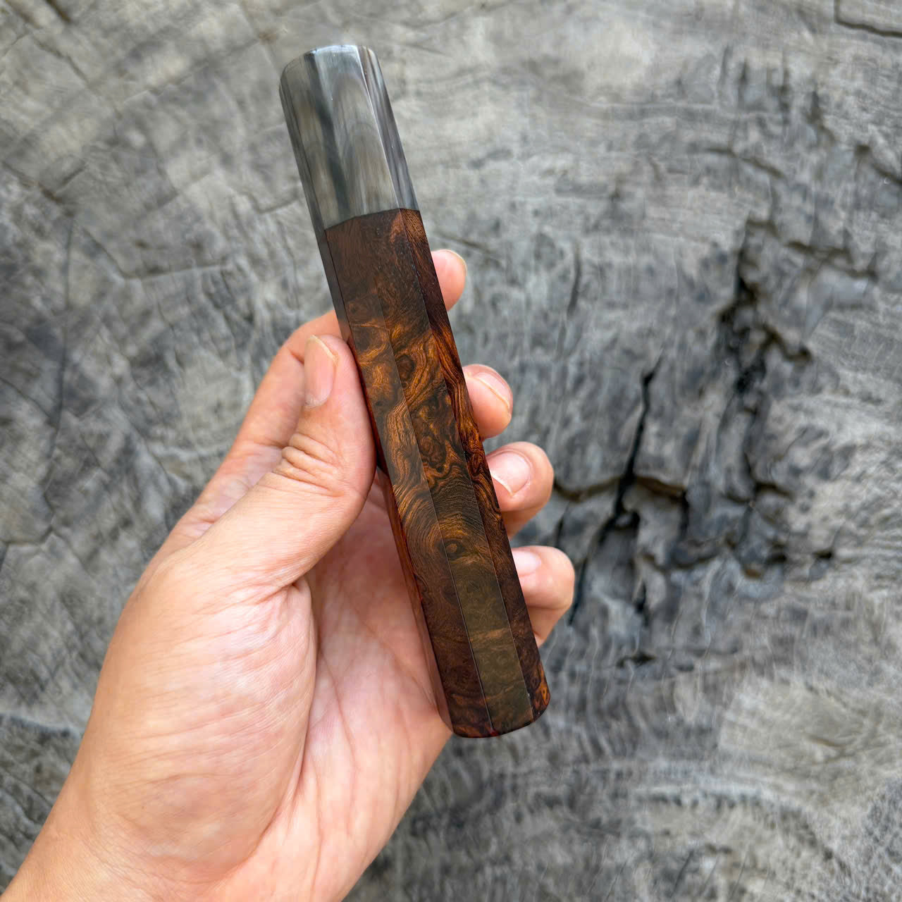 I - 3 Desert Ironwood Burl Wa handle, Amazing Horn Ferrule, 145 mm handle