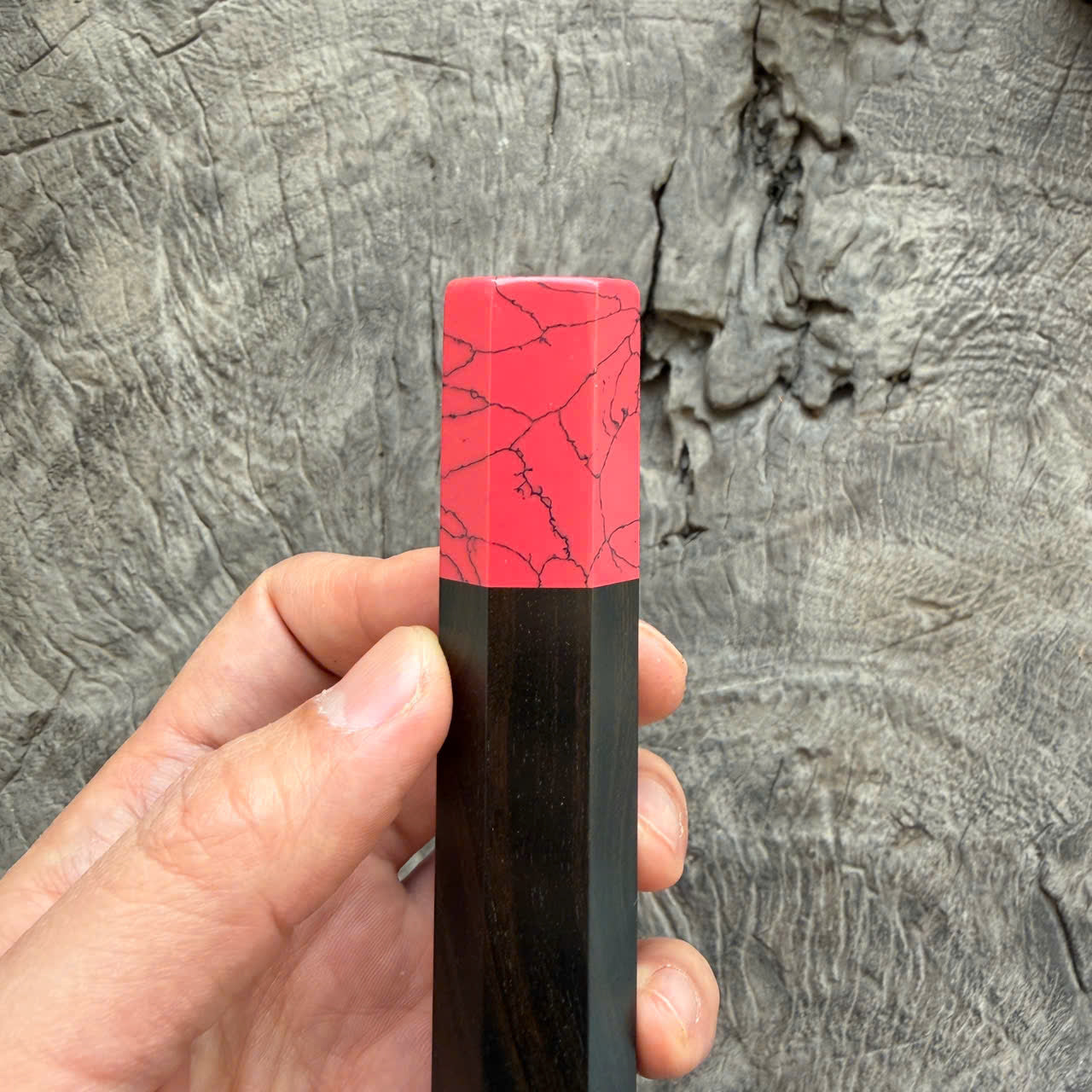 I- 2 Ebony Wa handle, Red black stone Ferrule - 135mm