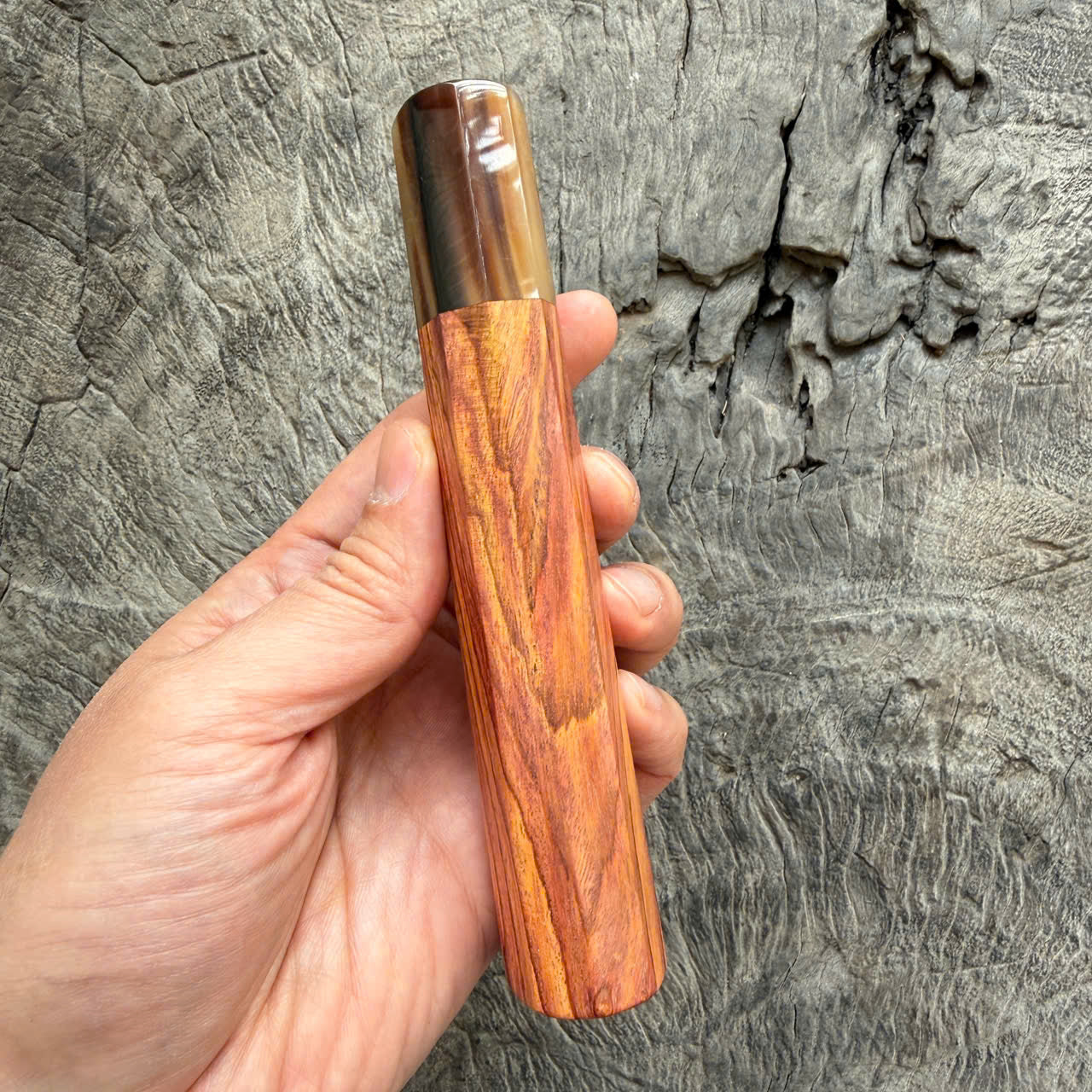 I - Cool Huanghuali wood Wa handle, Marble horn ferrule - 145 mm