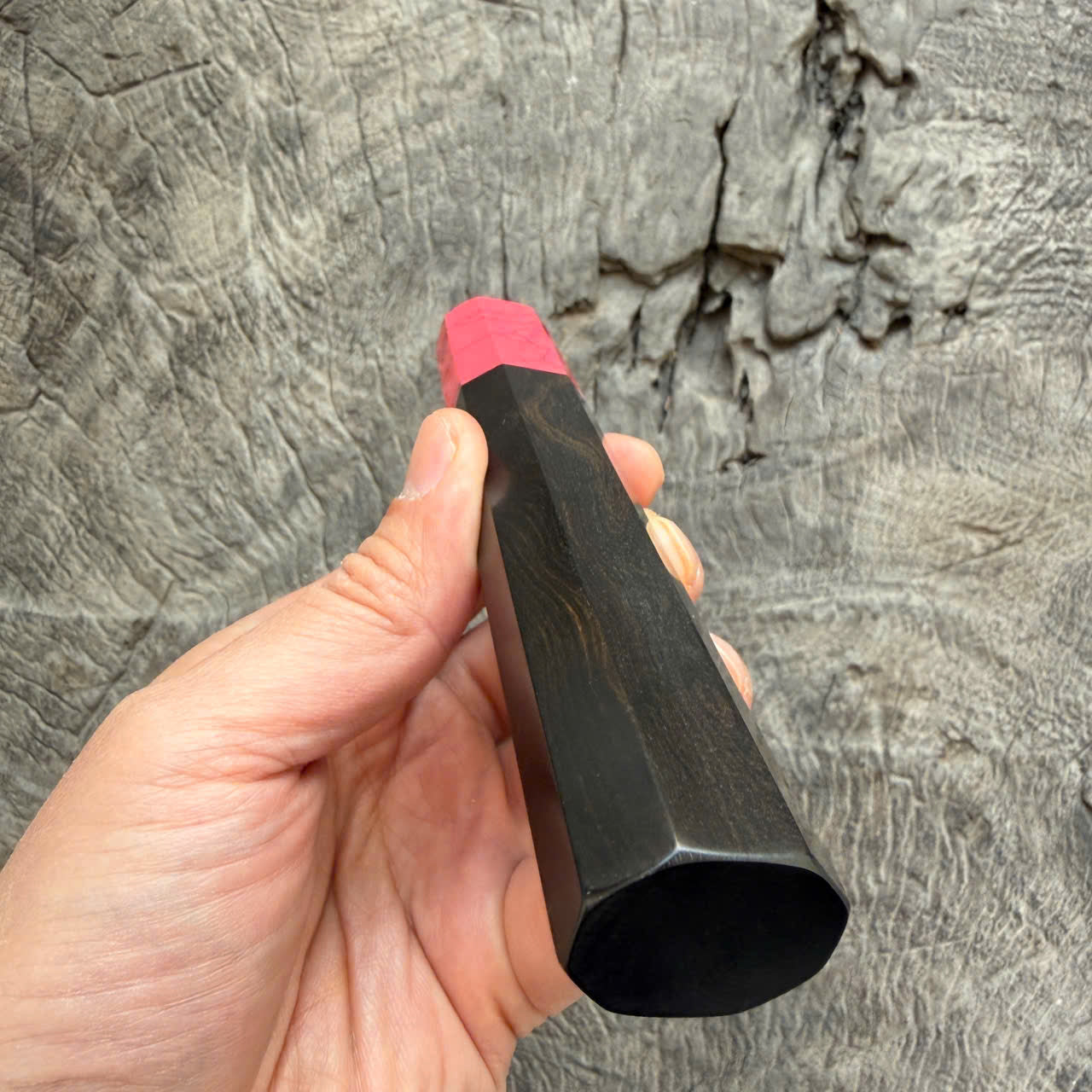 I - 3  Ebony wood Wa handle - Red Black Stone ferrule - 140 mm