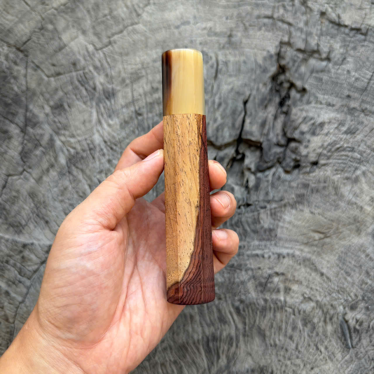 I -Two tone Rosewood Wa handle, Marble Horn Ferrule, 140mm handle