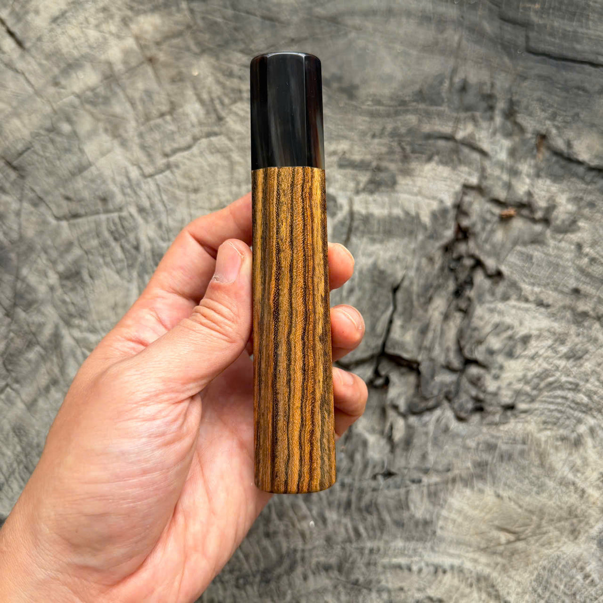 Bocote Wa Handle with Buffalo Horn Ferrule - Endcap