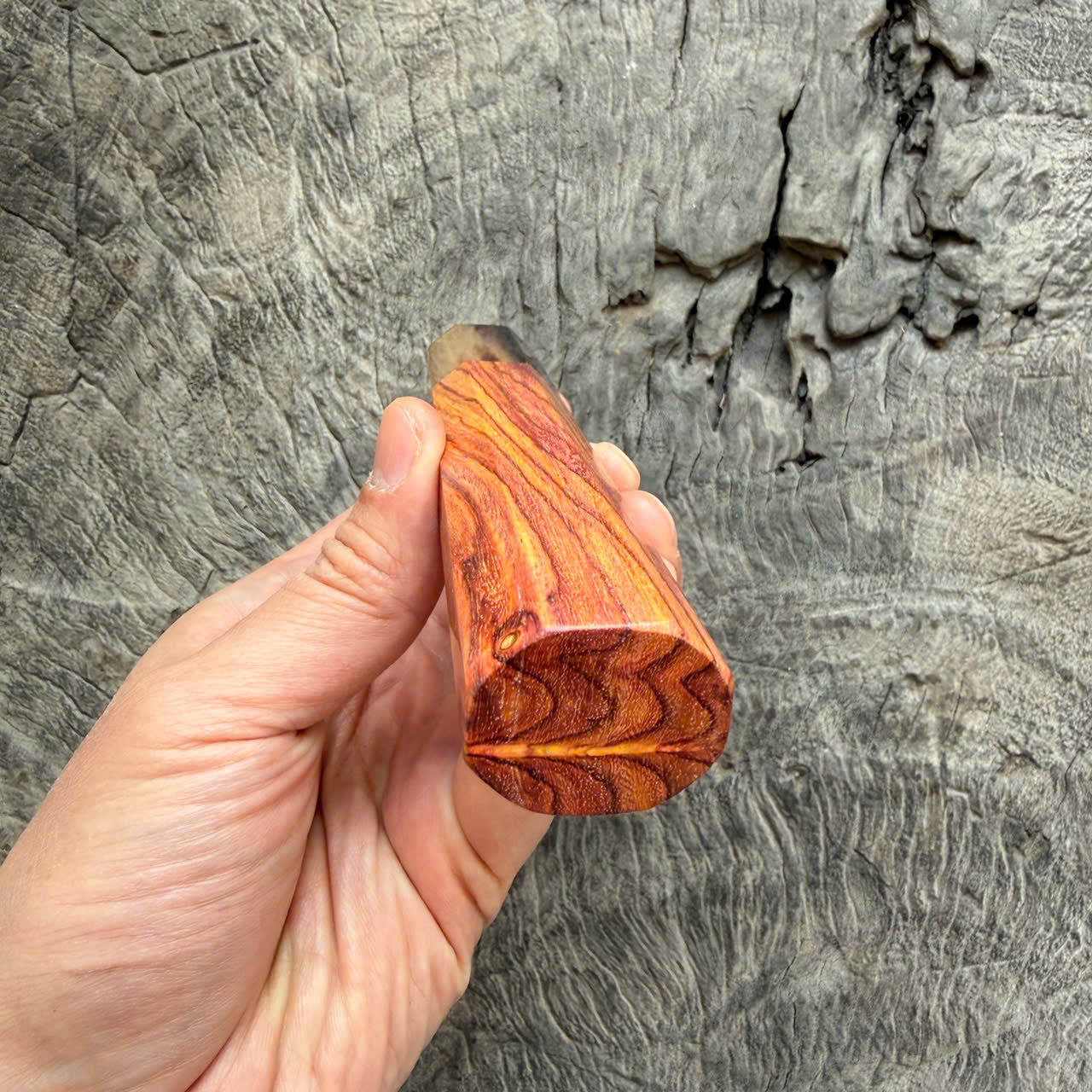 I - Cool Huanghuali wood Wa handle, Marble horn ferrule - 145 mm