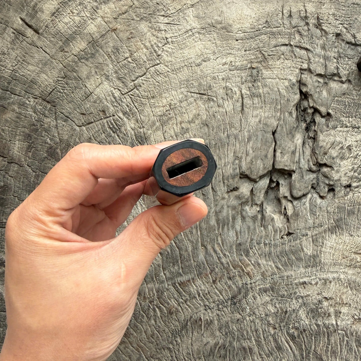 I- 14 Huanghuali wood Wa handle, Black horn ferrule, Black White Stone spacer- 135mm